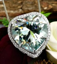 Rare 25 CT Bleu Traitée Pendentif Diamant Forme Coeur Great Luster VVS1 Certifié
