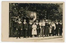 CARTE PHOTO, 7 marins marine nationale navire le Jeanne d'ARC famille