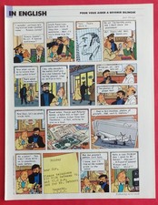 Publicité de presse: Planche BD TINTIN  Hergé en ANGLAIS IN ENGLISH 1989