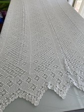 Ancien grand dessus de lit, vintage, au crochet fait main, coton blanc7227V9