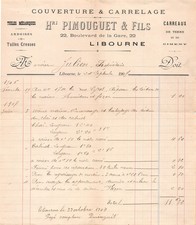 1907 COUVERTURE ET CARRELAGE HENRI PIMOUGUET ET FILS A LIBOURNE - M. JULIEN