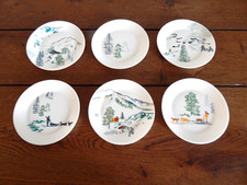 6 Petites ASSIETTES en PORCELAINE à Décor de Noël Françoise SAGET