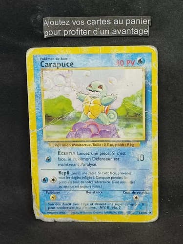Carte pokémon carapuce 102 - carte, 63/102