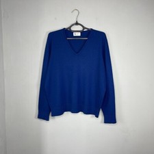 Pull pull col V en laine bleu