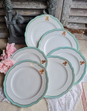6 ANCIENNES ASSIETTES PLATES PORCELAINE DE PARIS MONOGRAMME LETTRES OR