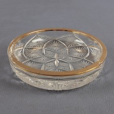 Bol En Cristal Fabergé Taillé Transparent Bord Doré Signé Vintage XX Sec