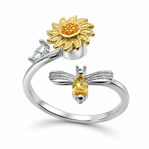 Bague toupie abeille - , tournesol