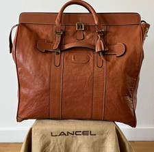 GRAND SAC DE VOYAGE LANCEL,  EN CUIR COULEUR CAMEl, PLIABLE  DE BELLE QUALITÉ