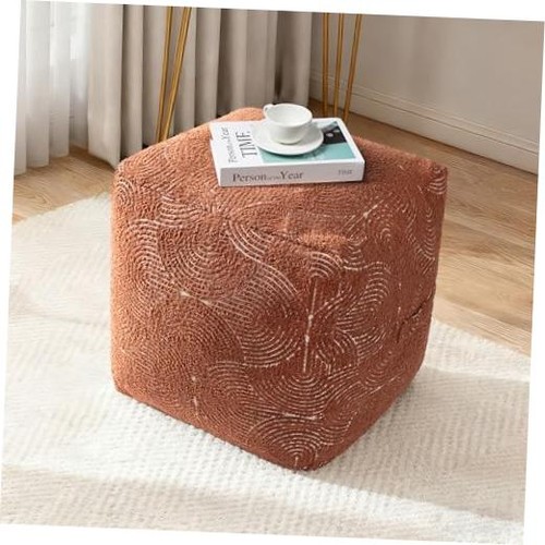 Unstuffed boho textured pouf - textured,