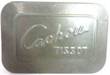 BOITE METAL ANCIENNE VIDE CACHOU TISSOT  6,5 cm x 4,4 cm x 1 cm H