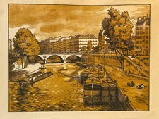 Paul Emile Colin, le pont St Michel, vers 1910.