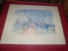 BERNARD LORIOT - "PHARE ROUGE (TROUVILLE)" BELLE LITHOGRAPHIE SIGNEE 1/200 1975