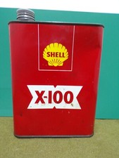 Bidon huile SHELL X-100 ancien vintage tin can motor oil french collector garage