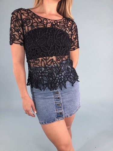 Vintage beaded floral lace - vintage,