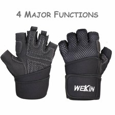 Wekin Weight Lifting Gym Gloves Ultralight Microfiber & Anti Slip Silica XL,New