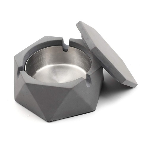 Cendrier inox avec couvercle - cendrier,