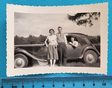 PHOTO ANCIENNE - VINTAGE SNAPSHOT - VOITURE ANCIENNE  2 femmes 1 homme