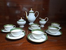 service à café ou thé, en porcelaine B&C Limoges, Bernardaud, pouilly vert