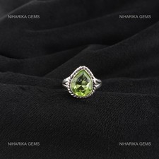 Bague Solitaire Peridot Poire