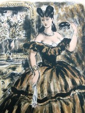 BERTHOMME ST-ANDRE -"ELEGANTE AU BAL MASQUE" - LITHOGRAPHIE SIGNEE 8/9 - 1940/50