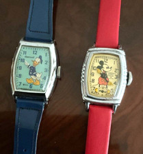 VINTAGE MICKEY AND DONALD DUCK INGERSOLL WALT DISNEY WATCHES -RUNNING GREAT