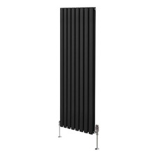 Radiateur Colonne Ovale & Robinet Thermostatique Noir 1600 x 480mm