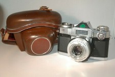 Zeiss Ikon Contaflex 35 mm film Camera  Tessar 50mm f/2.8 leather case