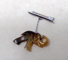 Broche ancienne en corne bovine - Forme éléphant - Broche vintage 1940-50's