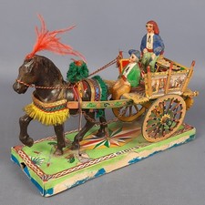 Chariot Sicilien GIDI'S En Bois En Terre Cuite Cheval Jouet Vintage Années '60