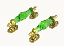 Deux Vert Verre Porte Poignée