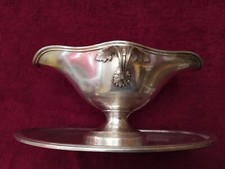 Christofle Très Grande Saucière +  Cuillère Métal Argenté N Couronné Napoléon .