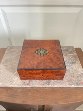 Ancien Boîte Coffret Bijoux NAPOLEON III Marqueterie Capitonné 19ème XIXème