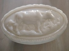 beurrier Vallerysthal verre opaline bleutée décor vache