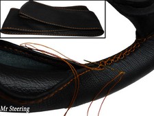 Couvre Volant En Cuir Noir Réel Pour Mercedes GL-Class X164 Avec Couture Orange