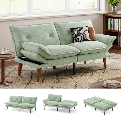 Futon sofa bed - sofa, chenille