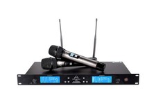 Kit double microphone sans fil UHF avec égaliseur et portée, Wharfedale Pro W...