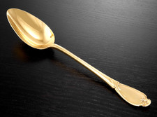 TIRBOUR : Rare Cuillère à Ragoût en Argent massif Vermeil Art Nouveau CYCLAMEN