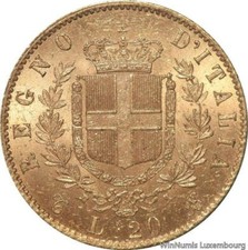 D5907 Rare Italy 20 Lire Victor Emmanuel II Or Gold 1865 T Turino AU -> M offer
