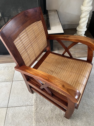 Fauteuil bois marron beige - bois, marron/beige