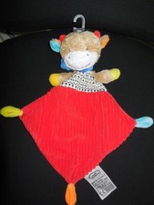 Doudou plat girafe vache rouge - plat,