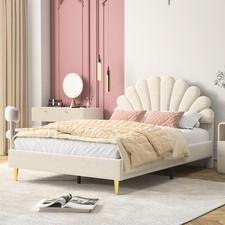 Lit double rembourré 140 x 200 cm lit Enfant Fille avec Tête de Lit en Forme de