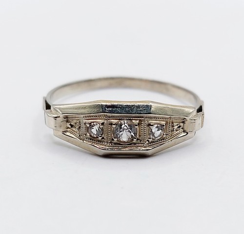 Bague art deco - blanc, 18k