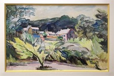 Rageade André aquarelle et gouache signée paysage campagne village vallon France