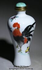3.6" Old Chinese Wucai Porcelain Dynasty Palace Rooster Flower Snuff Bottle