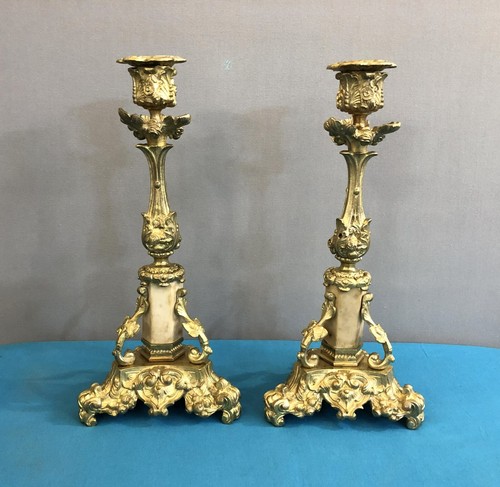 Ancienne paire flambeaux - de, /