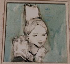 ANCIEN TABLEAU SUR FAÏENCE "