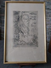 Gravure, estampe surréaliste originale - signée à la main - édition limitée 3/15