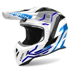 Casque Cross AIROH Aviator Ace 2 Ground Blanc Bleu Brillant