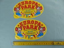 Lot de 2 autocollants sticker anciens EUROPA PARK RUST 1980 Aufkleber VINTAGE E2