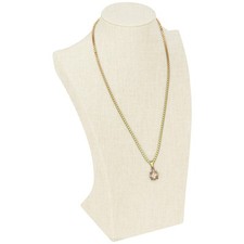 Belle Vous Presentoir Collier Buste en Lin - 11,3 x 10,2 x 30 cm - Porte Bijoux